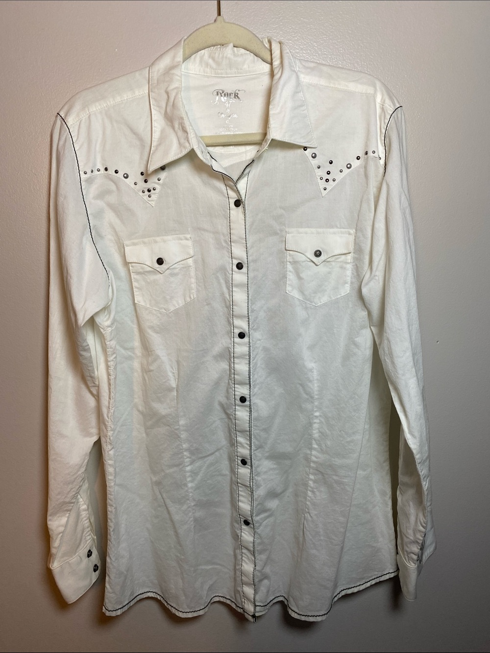 Rock 47 by Wrangler Western Pearl Snap Shirt with Stud Yoke Women's *small flaw